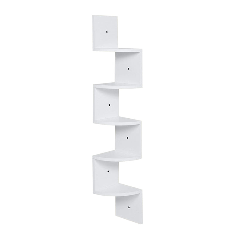 Cottonfy UK Wooden Zigzag Floating Corner Shelves 5-Tier