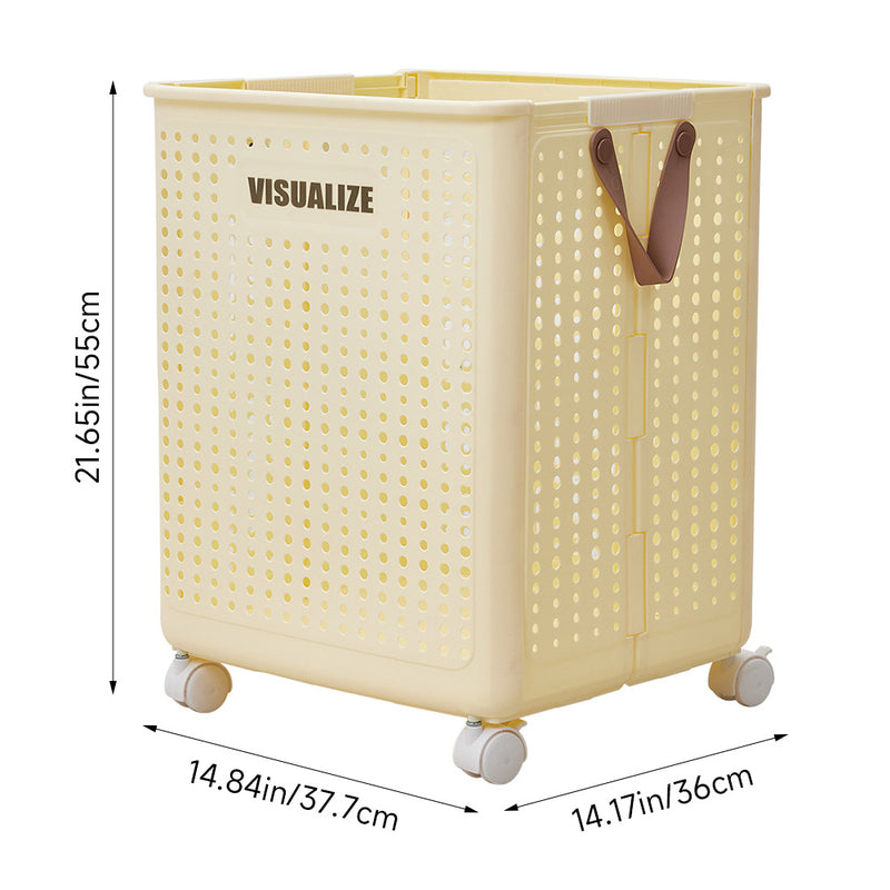 Lifeideas Beige Laundry Basket With Lockable Wheels