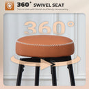 HOMCOM 360° Swivel Bar Stools Set of 2, PU Leather Barstools with Footrest