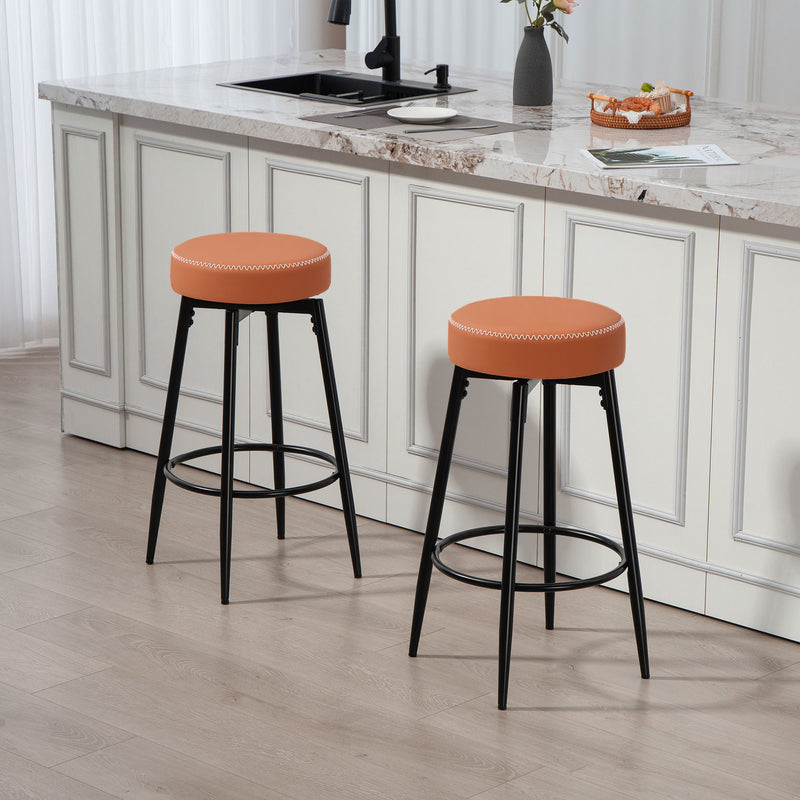 HOMCOM 360° Swivel Bar Stools Set of 2, PU Leather Barstools with Footrest