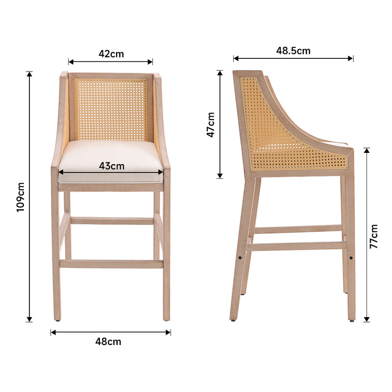 Livingandhome Set of 2 Wooden Frame Bar Stools