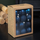 Set Of 24 60mm Shatterproof Christmas Tree Baubles In Midnight Blue