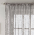 Pair of Pandora Grey Glittery Metallic Print Panel with Rod Pocket Header