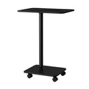 Livingandhome Black Marble C-Shaped Side Table with Wheels
