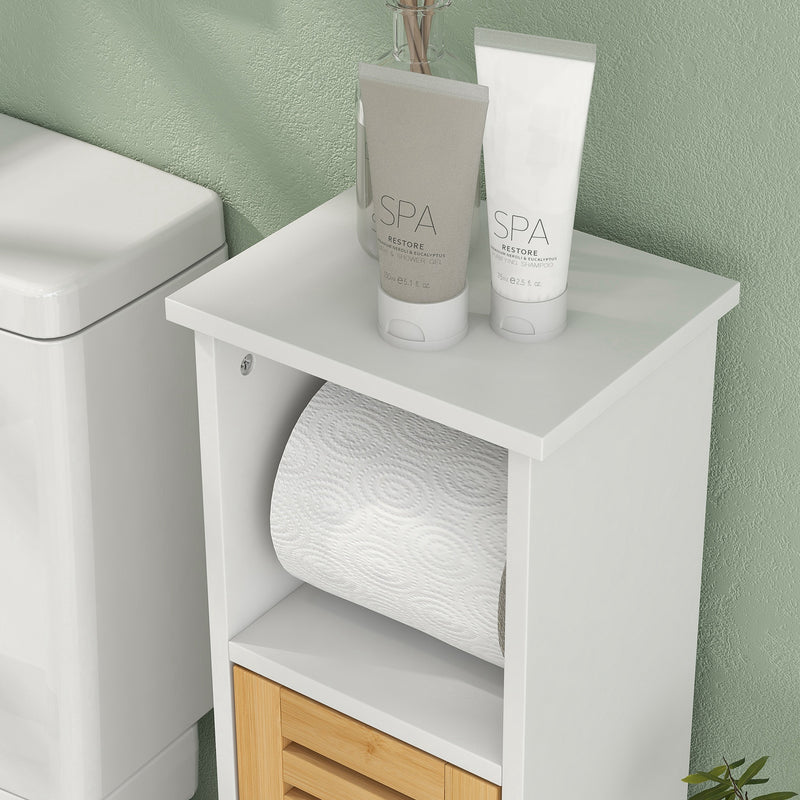 HOMCOM Bathroom Cabinet, Slim Bathroom Unit with Adjustable Shelf, White