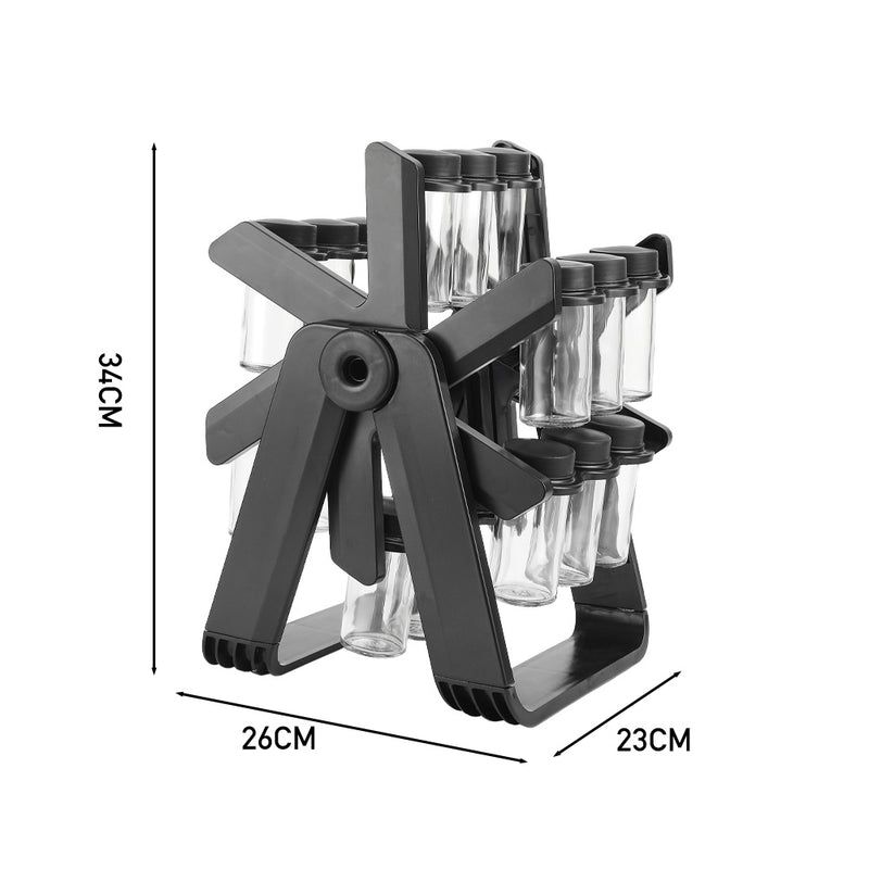 Livingandhome Ferris Wheel Spice Rack With 18 Glass Spice Jars