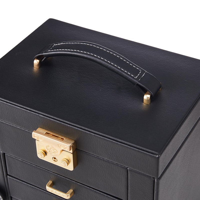 Sheonly Faux Leather Large Jewellery Storage Box with Mirror