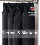 Chenille Blackout Taped Curtains Black