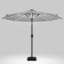 Large Solar Powered LED Patio Parasol Umbrella For Outdoor Garden Patio With Base Grey