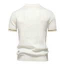 Turn-Down Short-Sleeve Polo Shirt Cream Zip
