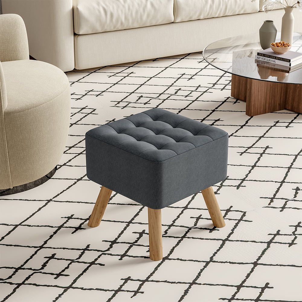 Expensive Footrest Livingandhome Padded Linen Footrest with Solid Wood Base