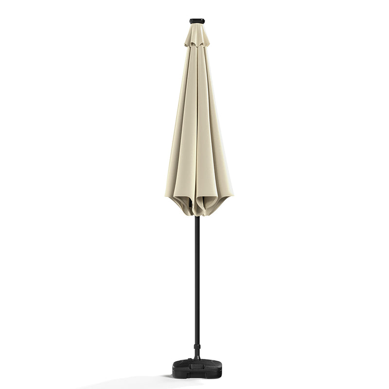 Garden Sanctuary Large Solar Powered LED Patio Umbrella for Outdoor Garden Patio with Base