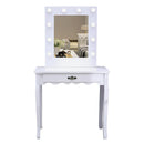 Livingandhome White Dressing Table Makeup Desk Vanity With LED Light Mirror Bedroom