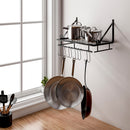 Lifeideas Kitchen Metal Shelves Saucepan Pan Pot Rack Storage Shelf with 10 Hooks Wall Mounted