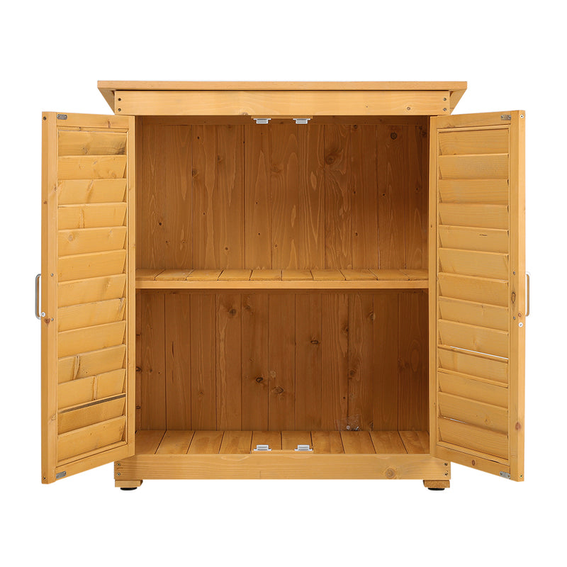 Livingandhome Outdoor Solid Wood Storage Cabinet Garden Tool Shed