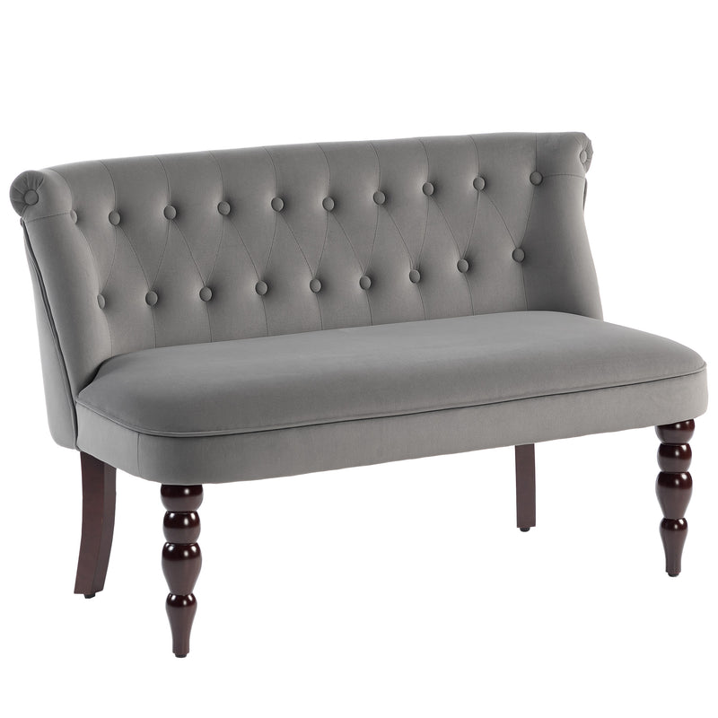 HOMCOM Velvet-Feel Two-Seat Lounger Sofa with Wood Frame