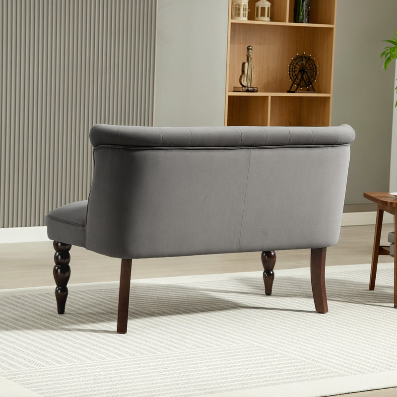 HOMCOM Velvet-Feel Two-Seat Lounger Sofa with Wood Frame