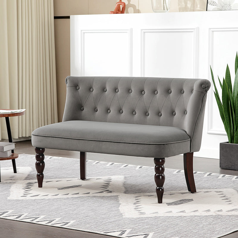 HOMCOM Velvet-Feel Two-Seat Lounger Sofa with Wood Frame