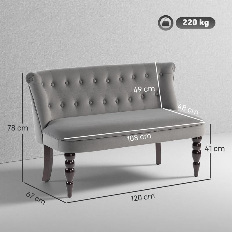 HOMCOM Velvet-Feel Two-Seat Lounger Sofa with Wood Frame