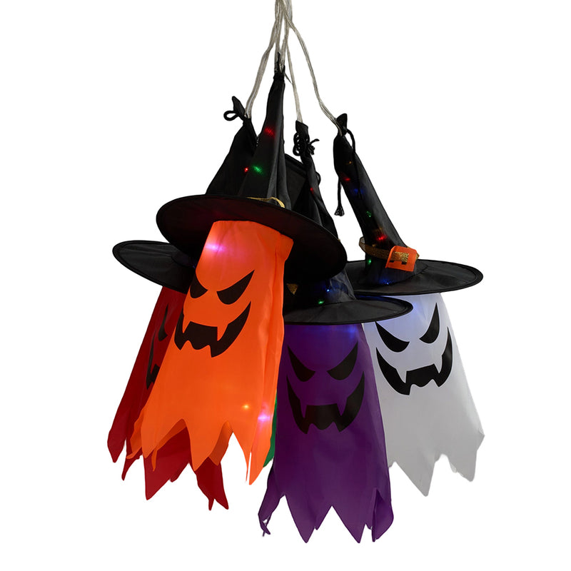 LED Ghost Witch Hat Set