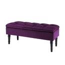 Livingandhome Purple Velvet Upholstered Storage Bench