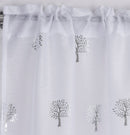 Birch White Metallic Tree Print Linen-Look Voile Panel - Pair