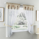 Tyrone Textiles Sweetheart Embroidered Natural Cream/Beige Heart Kitchen Window Set Curtain Pair With Matching Tie Backs