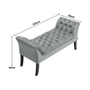 Livingandhome Grey Velvet Upholstered Bedroom Bench