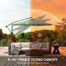 Outsunny 3 M Garden Cantilever Parasol With Cover, Rotation, Grey