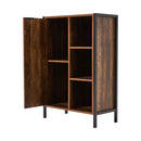 Livingandhome Single-door Storage Cabinet with Metal Frame