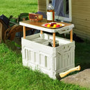 Breeins 95L Collapsible Outdoor Camping Storage Box with Wooden Lid