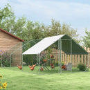 PawHut Walk In Chicken Run Large Galvanised Chicken Coop w/ Cover 6 x 3 x 2m