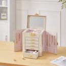 Sheonly Faux Leather Jewellery Storage Box with Mirror