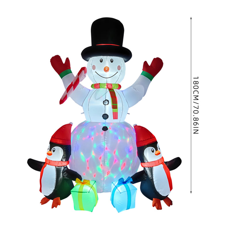 Lifeideas 6ft Christmas Inflatable Snowman and Penguins Decoration with LED Lights
