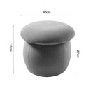 Livingandhome Grey Velvet Mushroom-Shaped Footstool