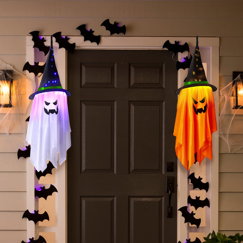 LED Halloween Ghost Witch Hat Set