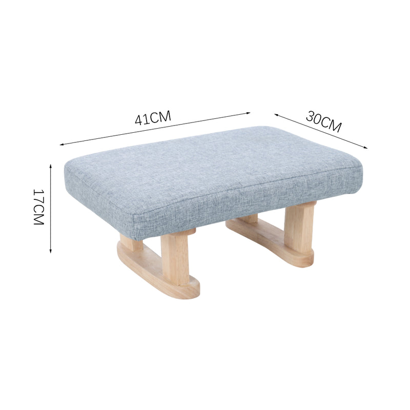 Livingandhome Compact Linen Footrest with Wooden Frame