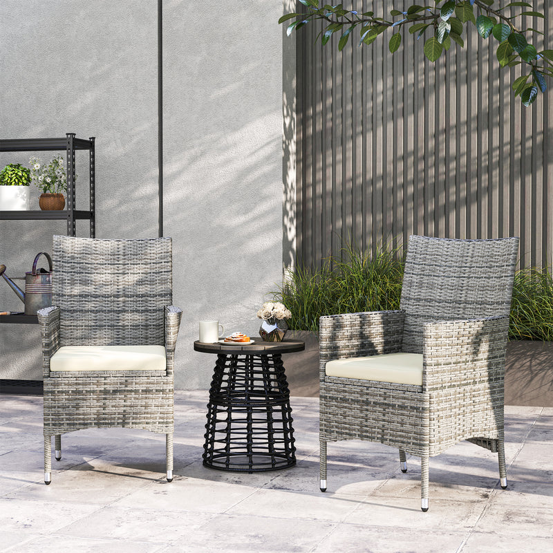 Outsunny 4 PC Outdoor Rattan Armchair Wicker Dining Chair Set for Garden
