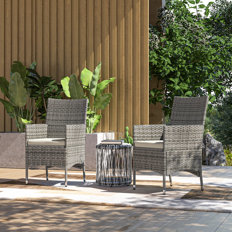 Outsunny 4 PC Outdoor Rattan Armchair Wicker Dining Chair Set for Garden