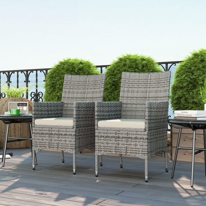 Outsunny 4 PC Outdoor Rattan Armchair Wicker Dining Chair Set for Garden