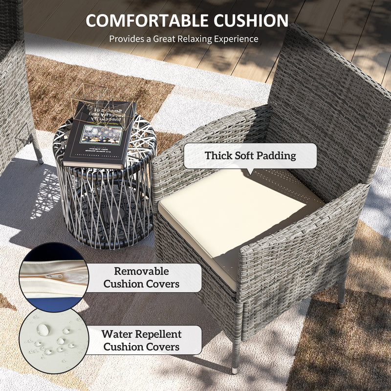 Outsunny 4 PC Outdoor Rattan Armchair Wicker Dining Chair Set for Garden