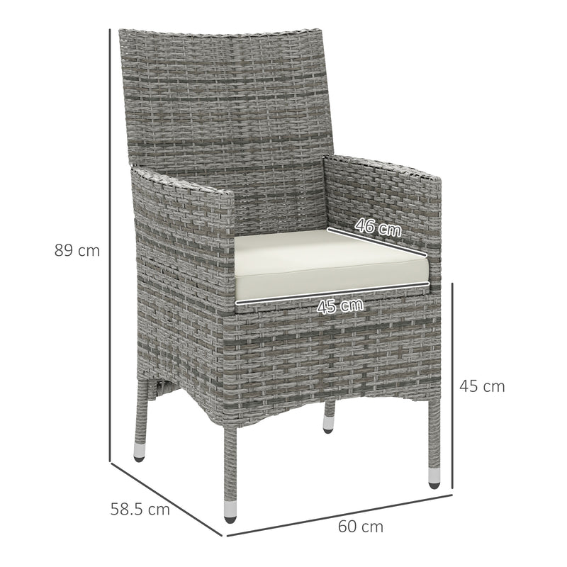 Outsunny 4 PC Outdoor Rattan Armchair Wicker Dining Chair Set for Garden