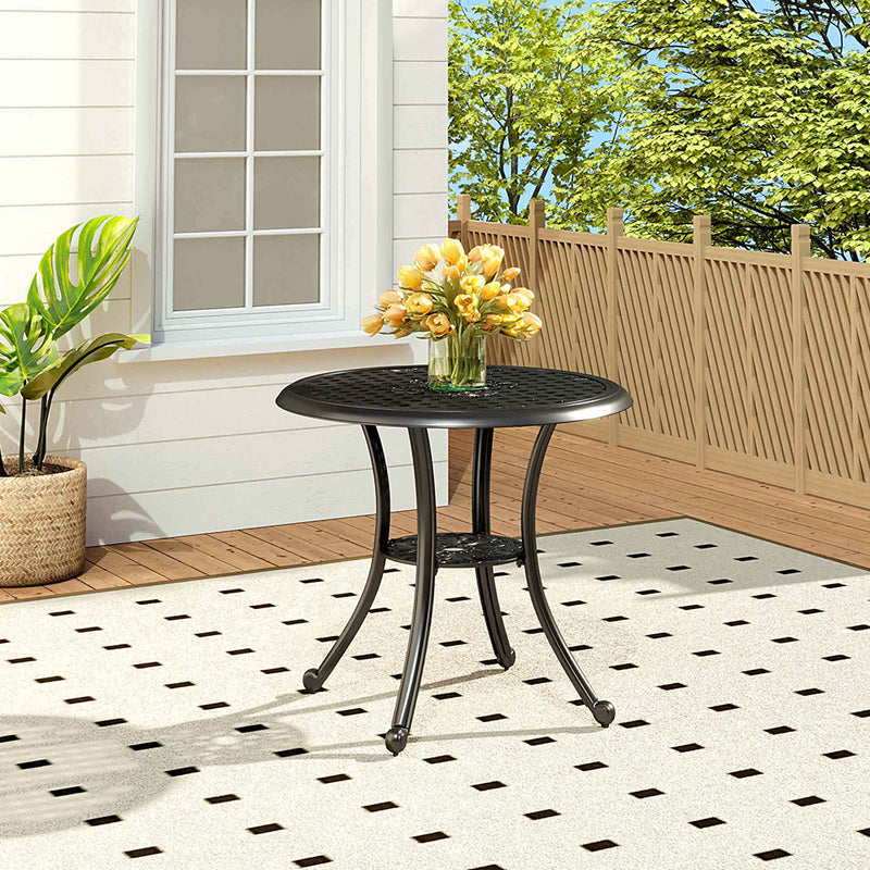 Breeins Cast Aluminum Patio Dining Table with Umbrella Hole