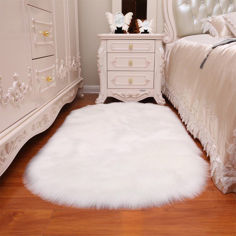 Lifeideas Oval Super Soft Shaggy Area Rug White