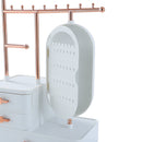 Sheonly Jewelry Organizer with Rotating Mirror and Makeup Storage Box