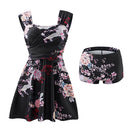 One-piece Floral Swimdress With Shorts