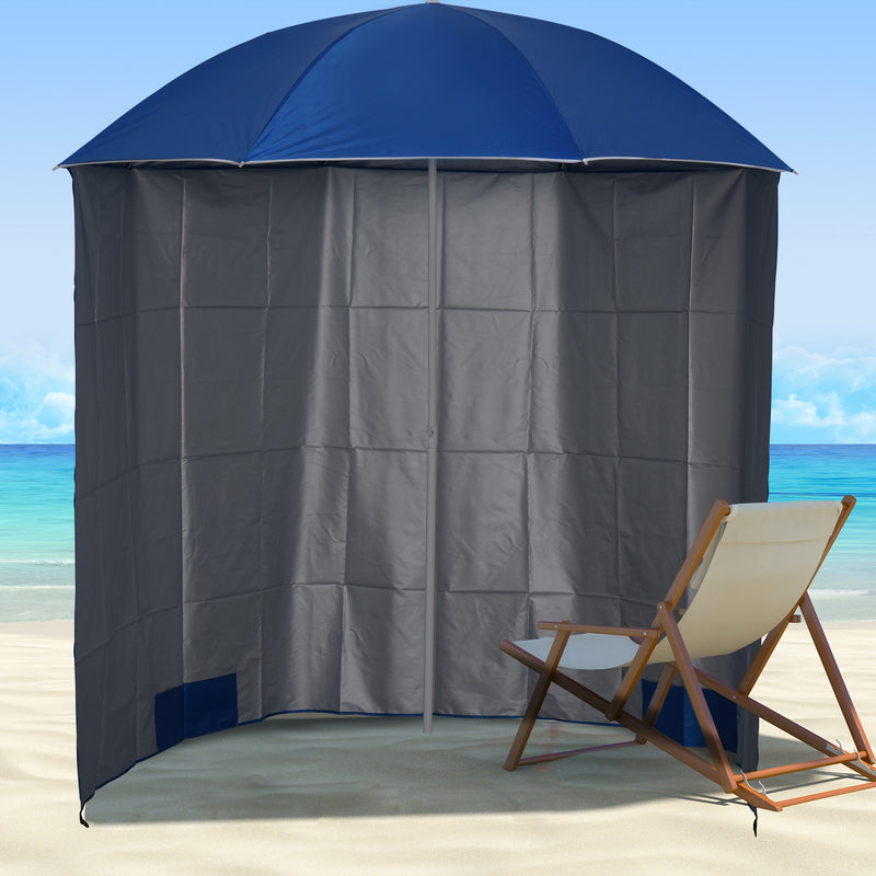 Outsunny  2.2M Outdoor Parasol Fishing Umbrella Beach Sun Shelter w/ Carry Bag