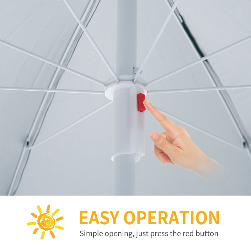 Outsunny  2.2M Outdoor Parasol Fishing Umbrella Beach Sun Shelter w/ Carry Bag