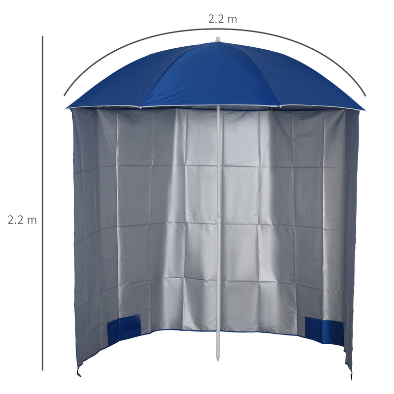 Outsunny  2.2M Outdoor Parasol Fishing Umbrella Beach Sun Shelter w/ Carry Bag