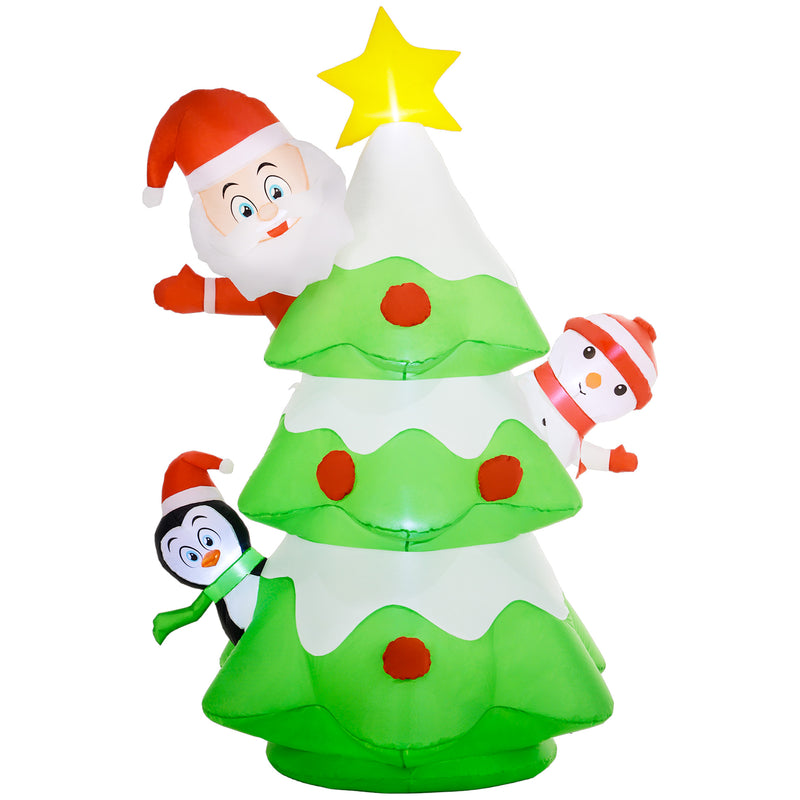 Outsunny 8ft Christmas Blow Up Christmas Tree with Santa Claus for Outdoor